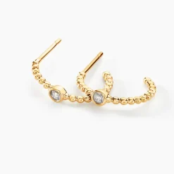 Histoire d'Or Créoles Pearly Effect Or Jaune Diamant* Boucles D'Oreilles|Boucles D'Oreilles Créoles