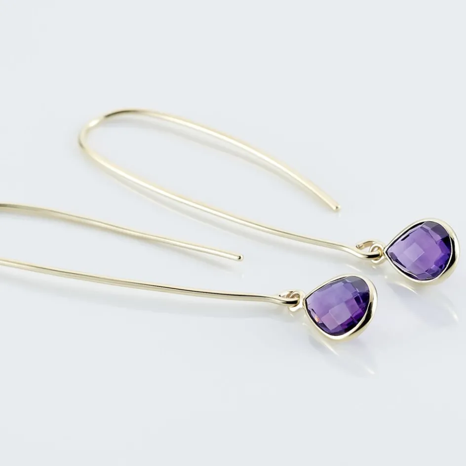 Best Histoire d'Or Créoles Phie Poire Or Jaune Amethyste or jaune amethyste violette