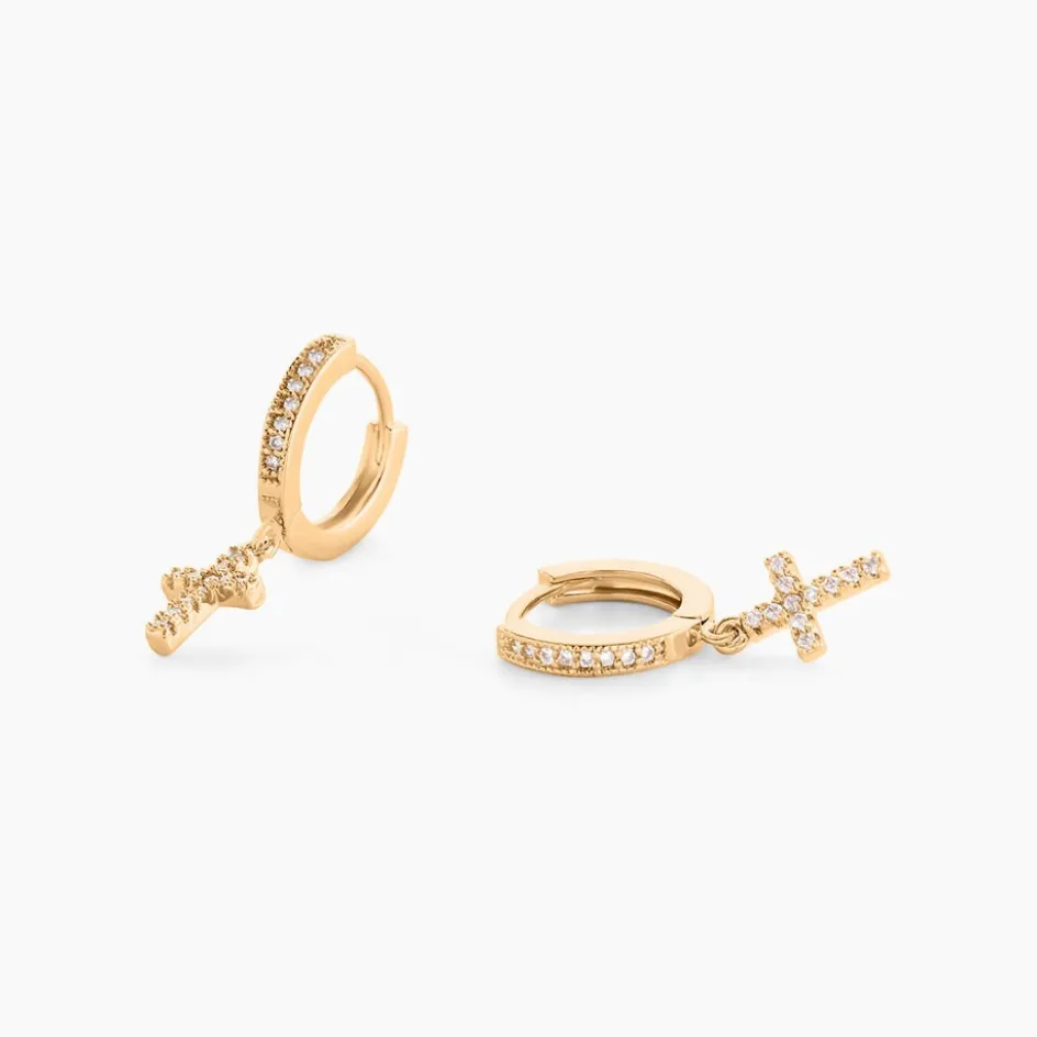 Histoire d'Or Créoles Plaqué Or Jaune Jenny Oxydes De Zirconium* Boucles D'Oreilles|Boucles D'Oreilles Fantaisie