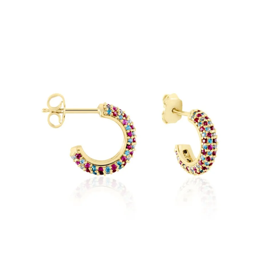 Histoire d'Or Créoles Plaqué Or Jaune Julitta Topazes Oxydes De Zirconium* Boucles D'Oreilles|Boucles D'Oreilles Fantaisie