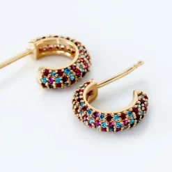 Histoire d'Or Créoles Plaqué Or Jaune Julitta Topazes Oxydes De Zirconium* Boucles D'Oreilles|Boucles D'Oreilles Fantaisie