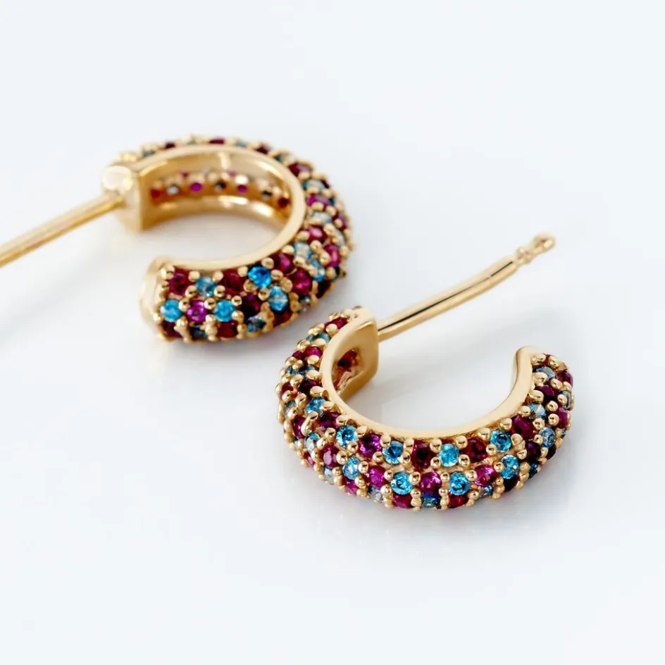 Histoire d'Or Créoles Plaqué Or Jaune Julitta Topazes Oxydes De Zirconium* Boucles D'Oreilles|Boucles D'Oreilles Fantaisie