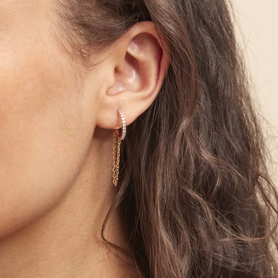 Histoire d'Or Créoles Plaqué Or Leinhard Oxydes De Zirconium* Boucles D'Oreilles|Boucles D'Oreilles Fantaisie