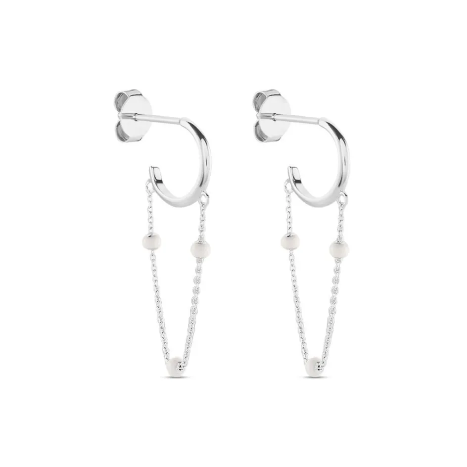 Outlet Histoire d'Or Créoles Polka Argent Blanc