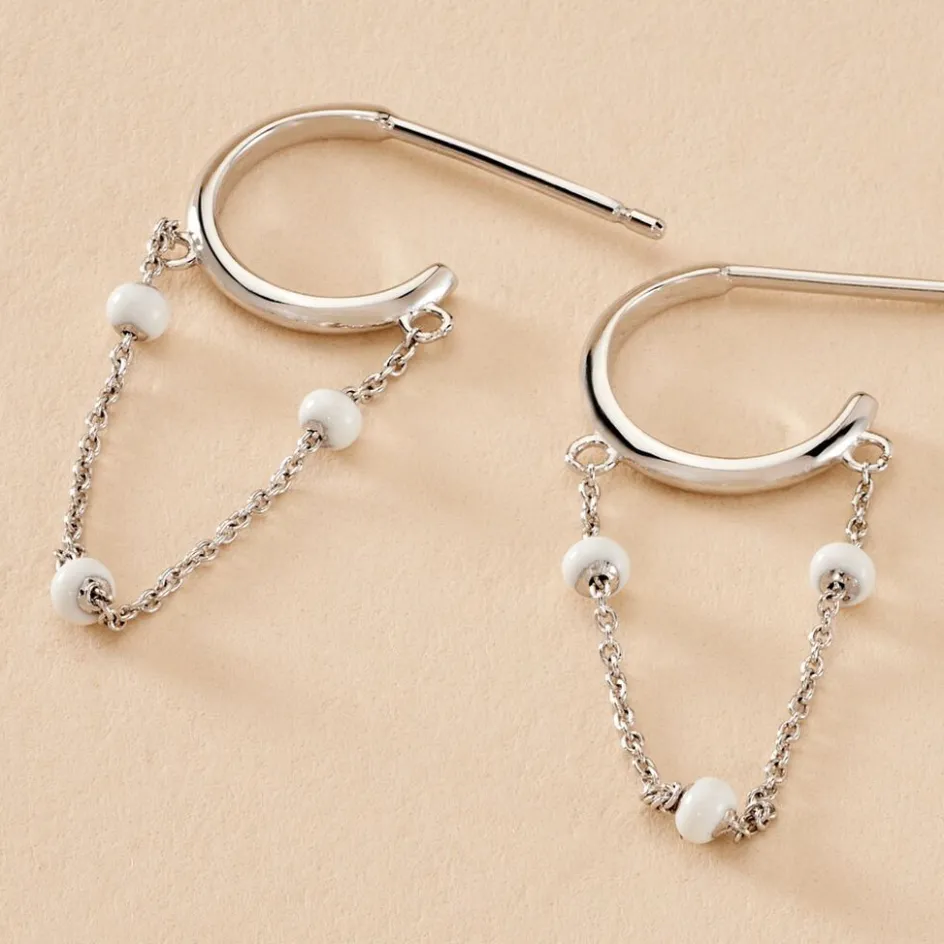 Outlet Histoire d'Or Créoles Polka Argent Blanc