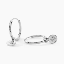 Histoire d'Or Créoles Rhoda Argent Blanc Oxyde De Zirconium* Boucles D'Oreilles|Boucles D'Oreilles Fantaisie