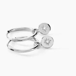 Histoire d'Or Créoles Rhoda Argent Blanc Oxyde De Zirconium* Boucles D'Oreilles|Boucles D'Oreilles Fantaisie