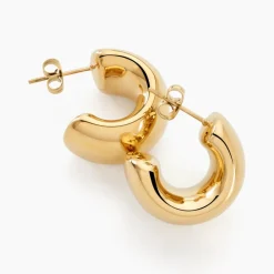 Histoire d'Or Créoles Riga Acier Jaune Sans Pierre* Boucles D'Oreilles|Boucles D'Oreilles Fantaisie