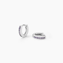 Hot Histoire d'Or Créoles Rio Argent Blanc Oxyde De Zirconium argent blanc oxyde violet