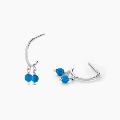 Histoire d'Or Créoles Riona Argent Blanc Turquoise* Boucles D'Oreilles|Boucles D'Oreilles Fantaisie