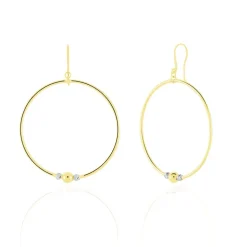 Histoire d'Or Créoles Rosa Billes Diamantees Or Jaune* Boucles D'Oreilles|Boucles D'Oreilles Créoles