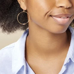 Histoire d'Or Créoles Rosa Billes Diamantees Or Jaune* Boucles D'Oreilles|Boucles D'Oreilles Créoles