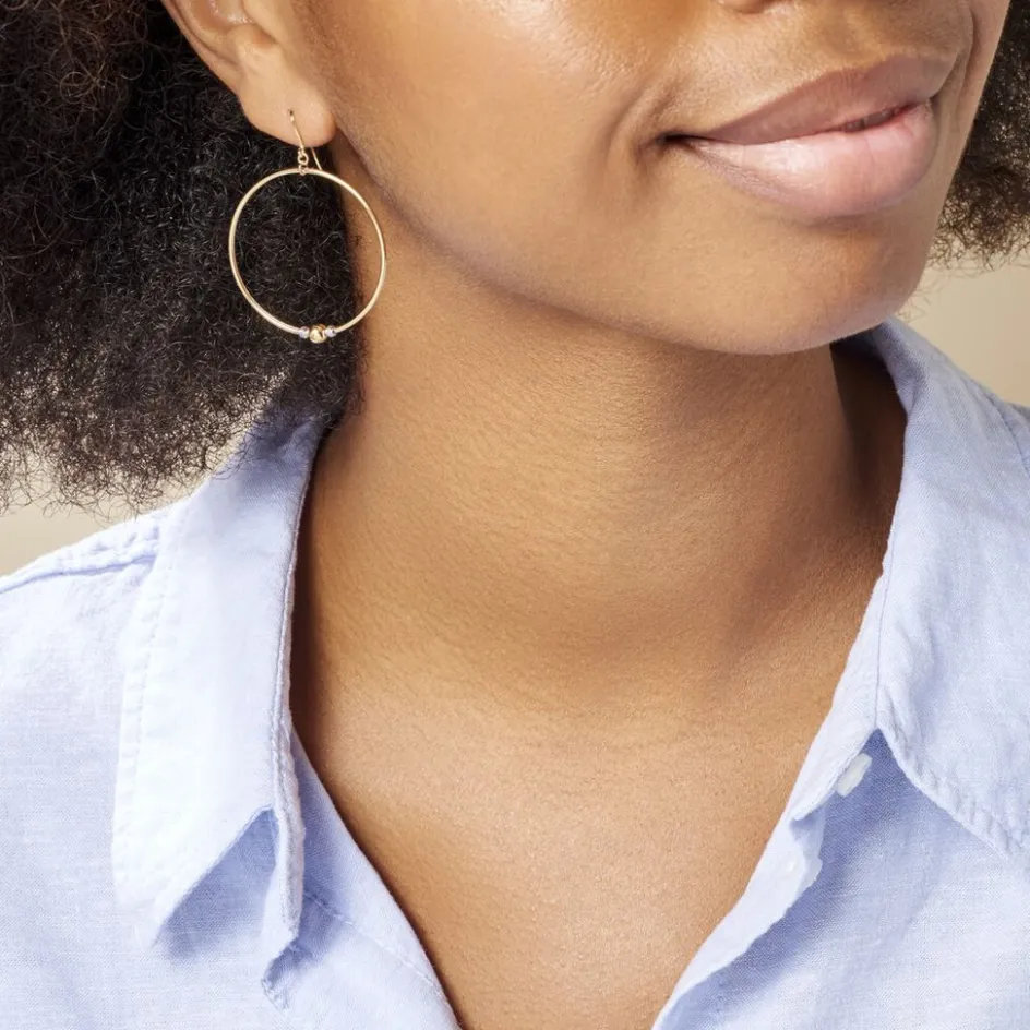 Histoire d'Or Créoles Rosa Billes Diamantees Or Jaune* Boucles D'Oreilles|Boucles D'Oreilles Créoles