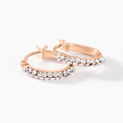 Histoire d'Or Créoles Sandrine Or Rose Strass* Boucles D'Oreilles|Boucles D'Oreilles Créoles