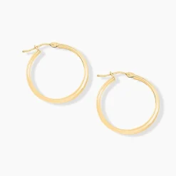 Hot Histoire d'Or Créoles Shalana Lisses Demi Jonc Or Jaune