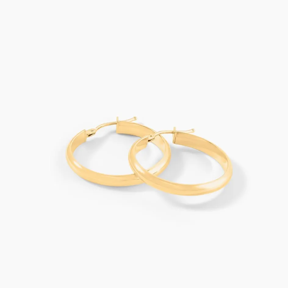 Hot Histoire d'Or Créoles Shalana Lisses Demi Jonc Or Jaune