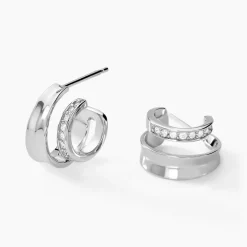 Histoire d'Or Créoles Soleïa Argent Blanc Oxyde De Zirconium* Boucles D'Oreilles|Boucles D'Oreilles Fantaisie