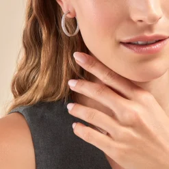 Histoire d'Or Créoles Suzel Argent Blanc Oxyde De Zirconium* Boucles D'Oreilles|Boucles D'Oreilles Créoles