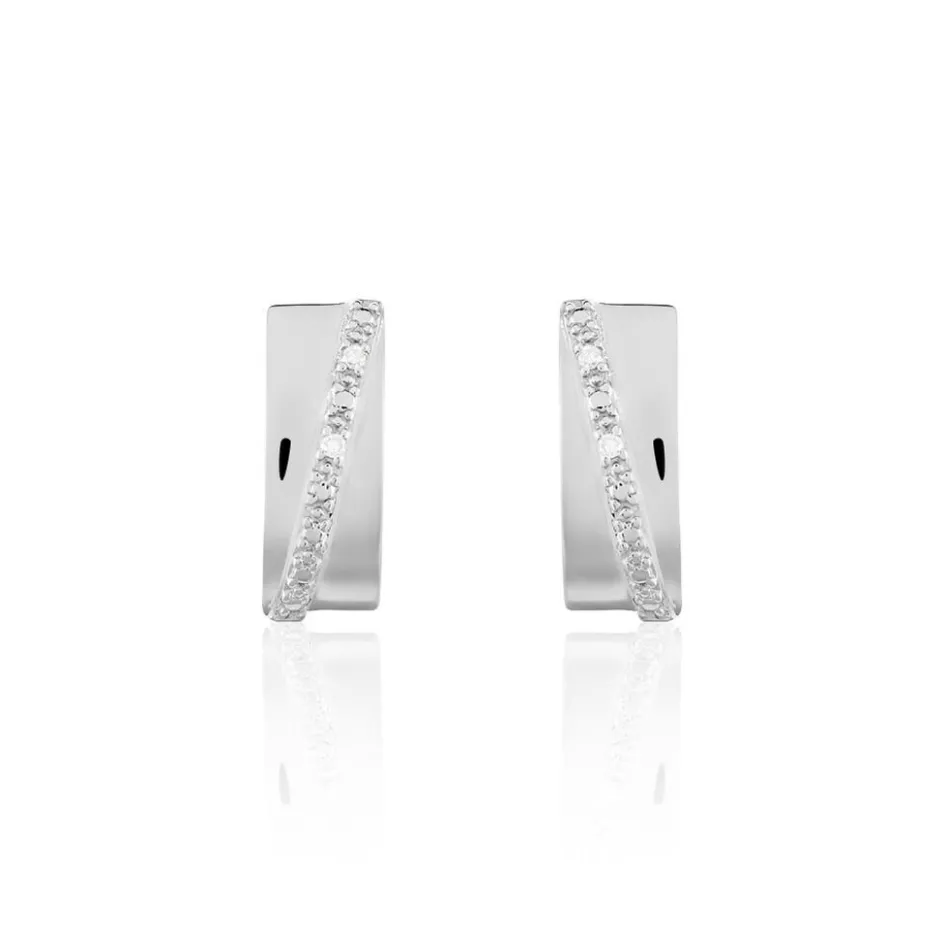 Histoire d'Or Créoles Timira Rondes Or Blanc Diamant* Boucles D'Oreilles|Boucles D'Oreilles Créoles