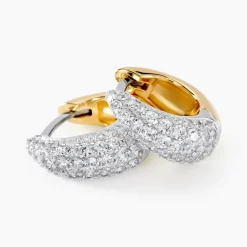 Histoire d'Or Créoles Tiwa De Zirconium argent bicolore oxyde