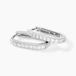 Sale Histoire d'Or Créoles Trait D'union Argent Rhodié Oxyde De Zirconium