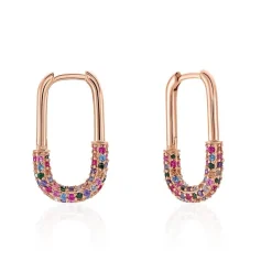 Discount Histoire d'Or Créoles Urban Call De Synthese Oxyde De Zirconium argent rose pierre