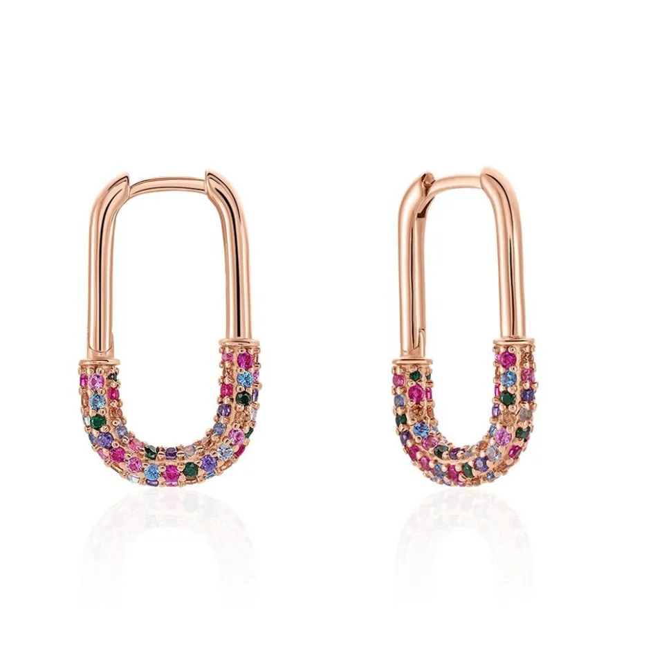 Discount Histoire d'Or Créoles Urban Call De Synthese Oxyde De Zirconium argent rose pierre