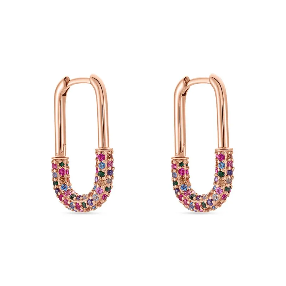 Discount Histoire d'Or Créoles Urban Call De Synthese Oxyde De Zirconium argent rose pierre