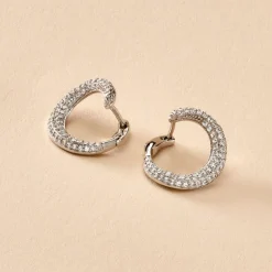 Histoire d'Or Créoles Uwe Argent Blanc Oxyde De Zirconium* Boucles D'Oreilles|Boucles D'Oreilles Fantaisie