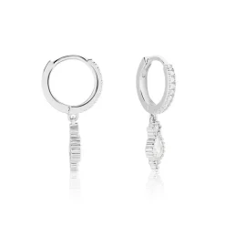 Histoire d'Or Créoles Ysee Argent Blanc Oxyde De Zirconium* Boucles D'Oreilles|Boucles D'Oreilles Fantaisie