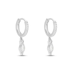 Histoire d'Or Créoles Ysee Argent Blanc Oxyde De Zirconium* Boucles D'Oreilles|Boucles D'Oreilles Fantaisie