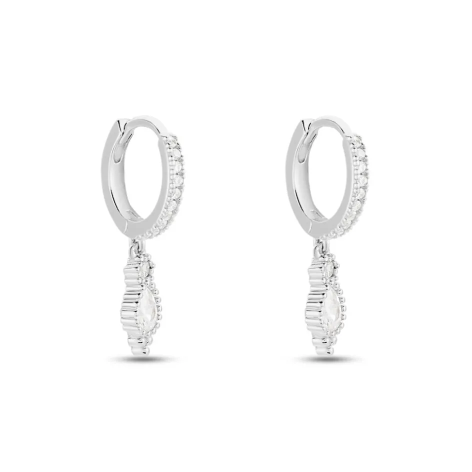 Histoire d'Or Créoles Ysee Argent Blanc Oxyde De Zirconium* Boucles D'Oreilles|Boucles D'Oreilles Fantaisie