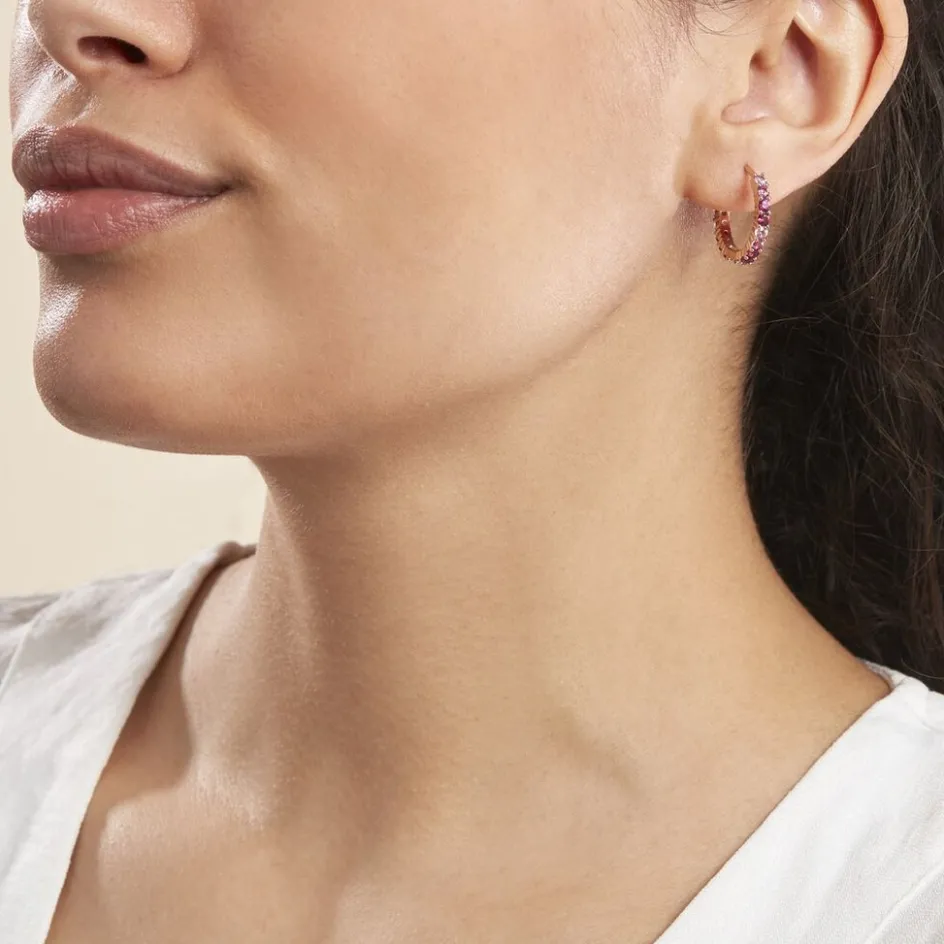 Histoire d'Or Créoles Zoelia Rondes Plaqué Or Jaune Pierres De Synthèse* Boucles D'Oreilles|Boucles D'Oreilles Fantaisie