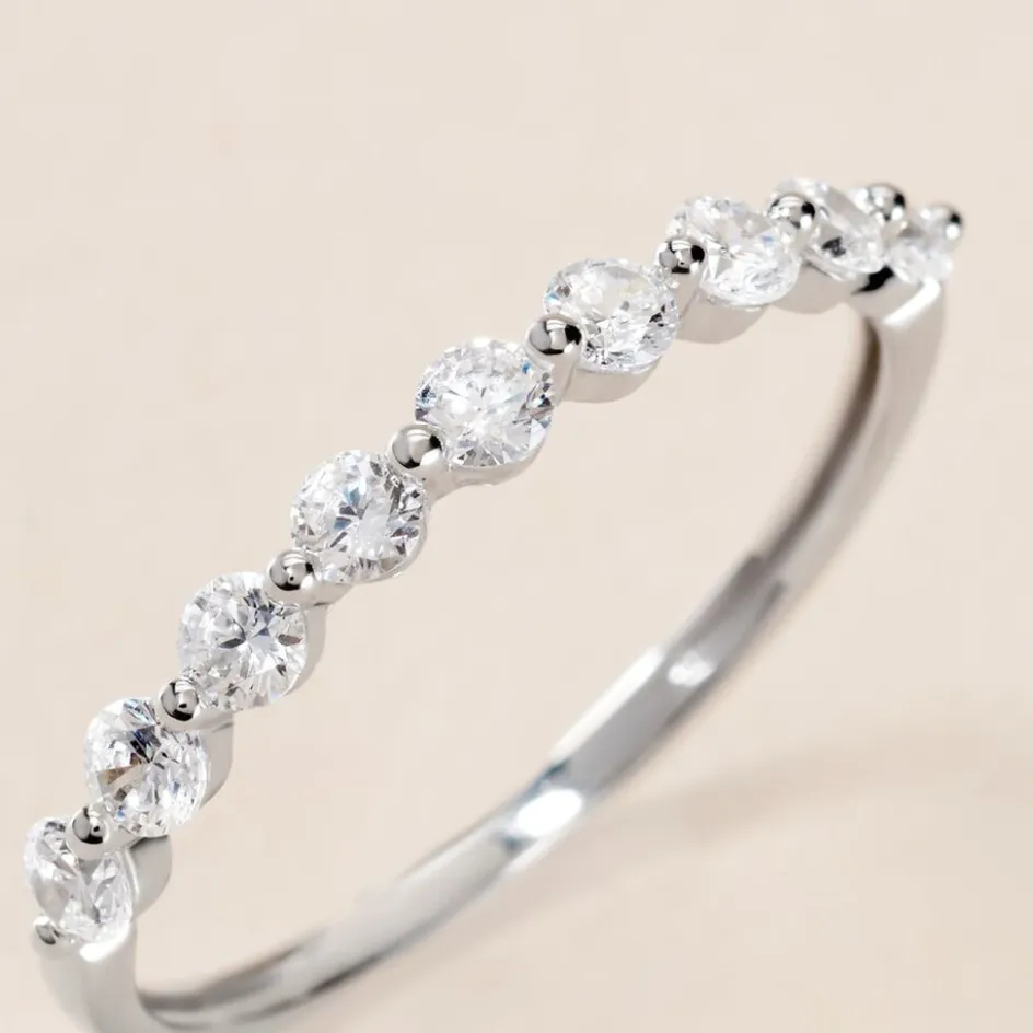 Best Histoire d'Or Demi Alliance Or Blanc Eclat D'etoile Oxyde De Zirconium or blanc oxyde