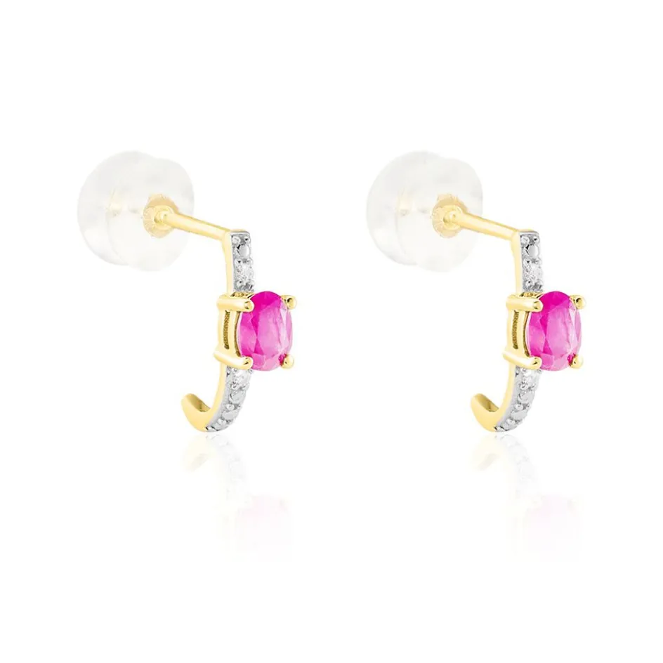 Best Histoire d'Or Demi Créoles Barrett Diamant or jaune rubis