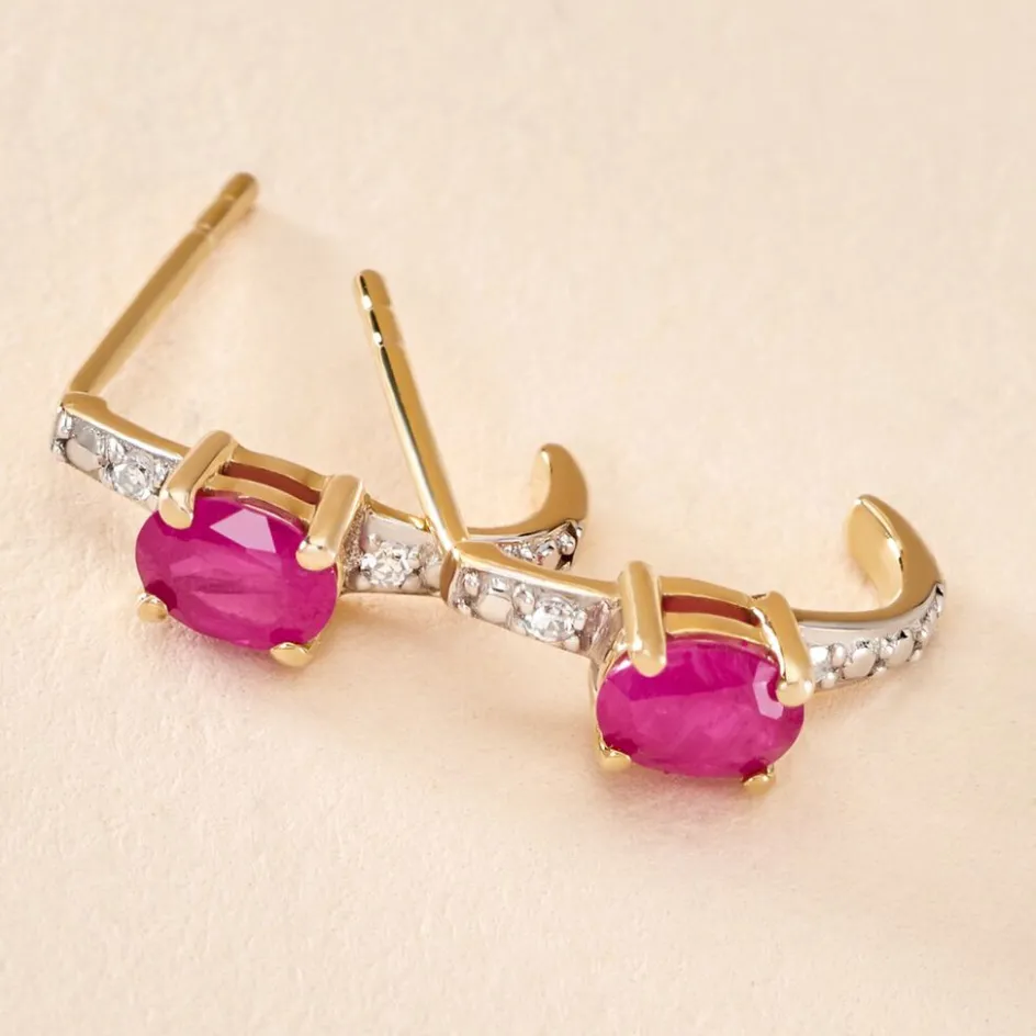 Best Histoire d'Or Demi Créoles Barrett Diamant or jaune rubis