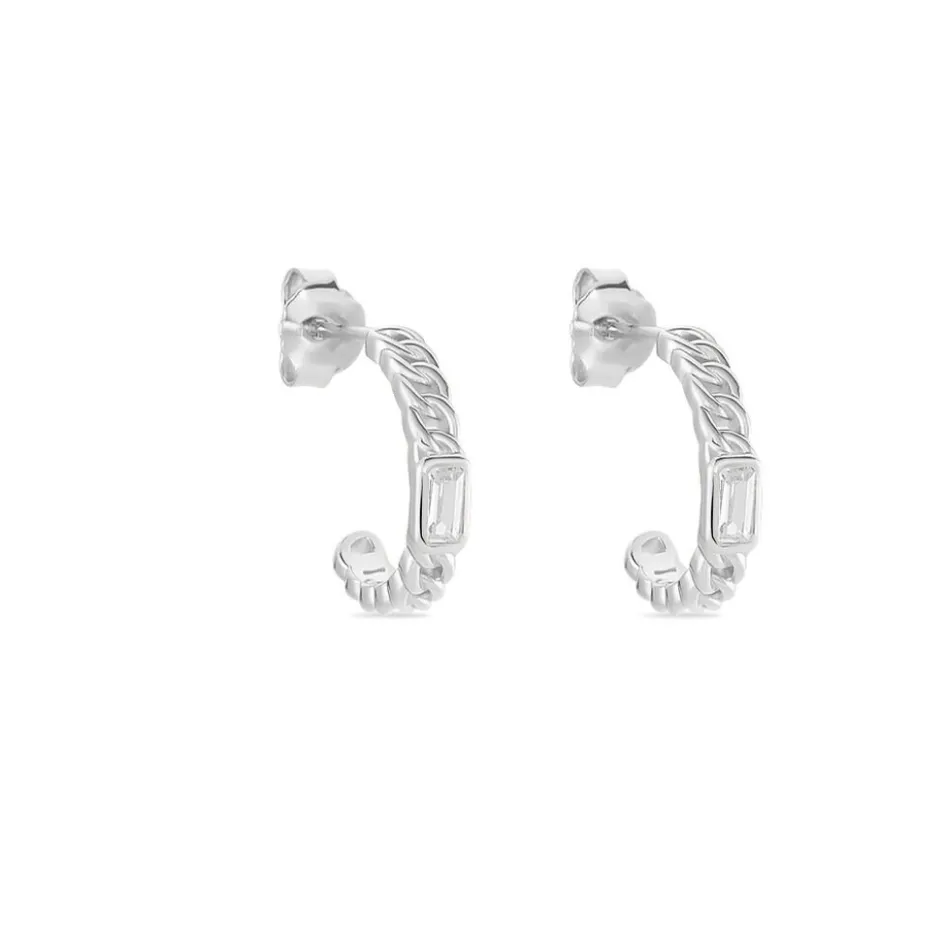 Histoire d'Or Demi Créoles Eldi Argent Blanc Oxyde De Zirconium* Boucles D'Oreilles|Boucles D'Oreilles Fantaisie