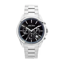 ARCTIK Montre Aube Noir cadran argenté fond noir bracelet acier argenté