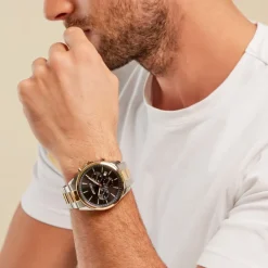 Outlet ARCTIK Montre Aube Noir cadran bicolore fond noir bracelet acier bicolore