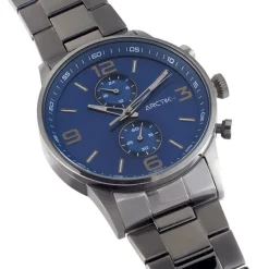 ARCTIK Montre Zenith Bleu cadran gris fond bleu bracelet acier gris