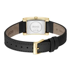Best HUGO BOSS Montre Boss Lucy Noir cadran doré fond noir bracelet cuir de veau noir