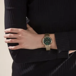 New HUGO BOSS Montre Boss One Vert cadran doré fond vert bracelet acier doré