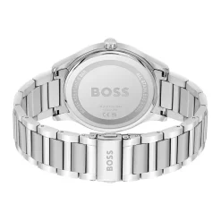 Outlet HUGO BOSS Montre Boss Reason Gris cadran argenté fond gris bracelet acier argenté