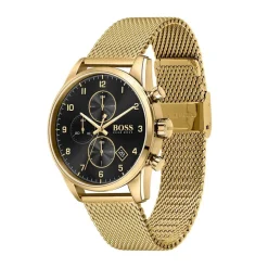 Best HUGO BOSS Montre Boss Skymaster Noir cadran doré fond noir bracelet acier doré