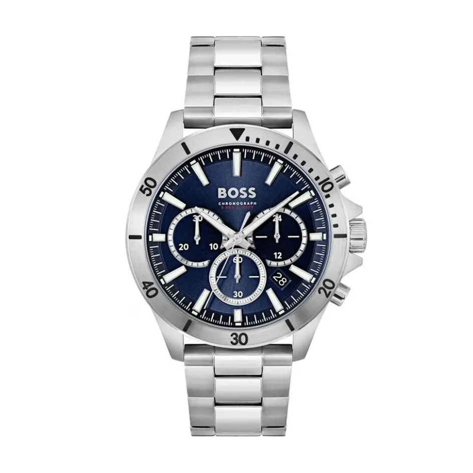 Online HUGO BOSS Montre Boss Troper Bleu cadran argenté fond bleu bracelet acier argenté