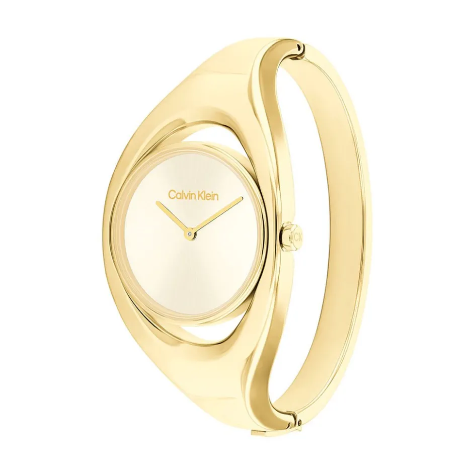 Discount CALVIN KLEIN Montre Elated Champagne cadran doré fond champagne bracelet acier doré
