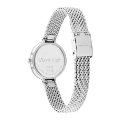 New CALVIN KLEIN Montre Minimalistic T Bar Blanc cadran argenté fond blanc bracelet acier argenté