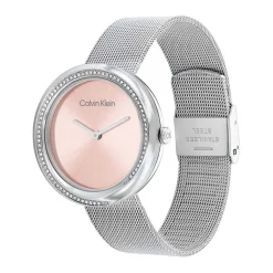 Clearance CALVIN KLEIN Montre Twist Rose cadran argenté fond rose bracelet acier argenté