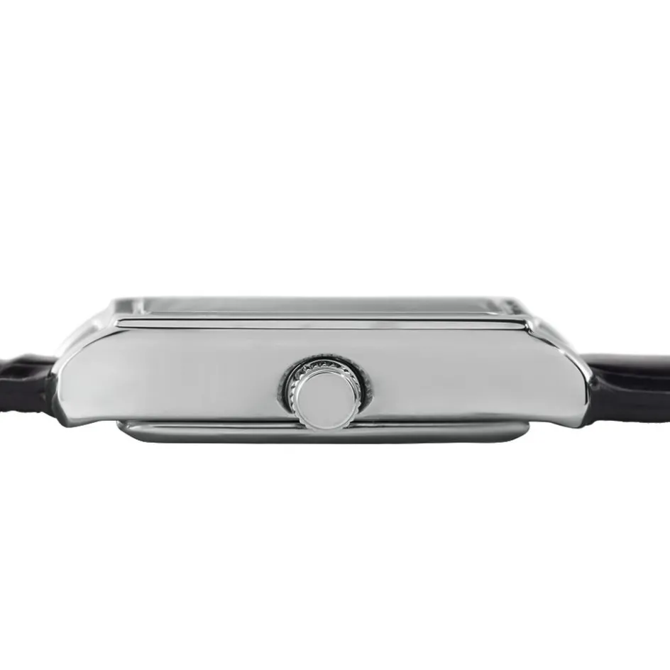 Outlet CASIO COLLECTION Montre Gris cadran argenté fond gris bracelet cuir noir