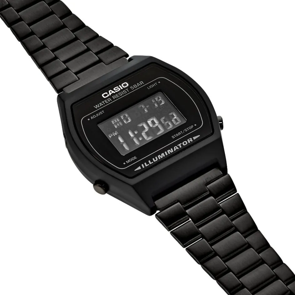 Best CASIO COLLECTION Montre Vintage Noir cadran noir fond noir bracelet acier noir
